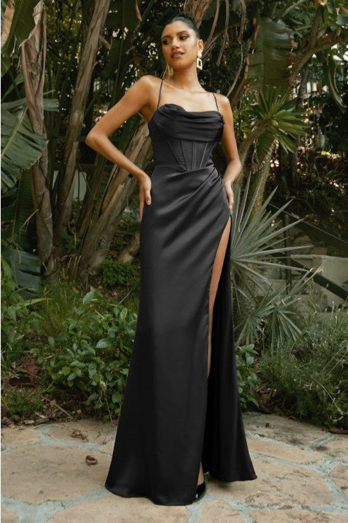 STRAPLESS SATIN AND LACE CORSET GOWN- CD282* – Livia & Co