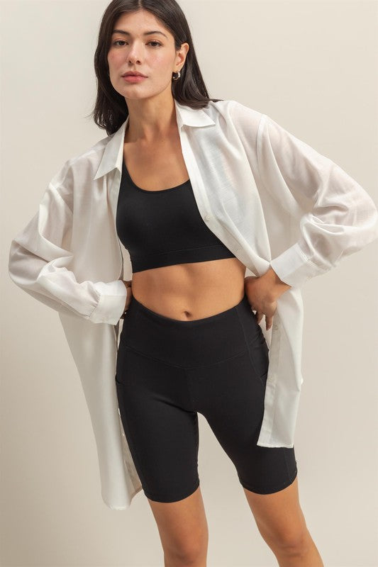 OVERSIZE COTTON BUTTON DOWN TOP – Yaya & Co.