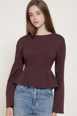 CREW PEPLUM KNIT TOP