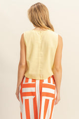 DRAWSTRING LINEN BLEND TOP