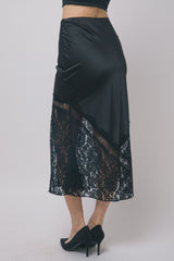 SATIN LACE BOTTOM TRUMPET SKIRT