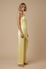 AQUI - SATIN LACE HALTER JUMPSUIT
