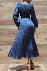 AVA - VNECK SATIN SMOCK DRESS