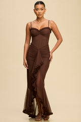 VICTORIA - MESH RUFFLE MAXI DRESS