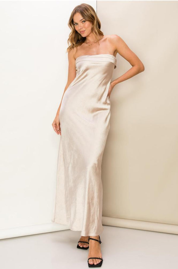 PENELOPE BACKLESS SATIN GOWN  Satin gown, Gowns, Trending dresses