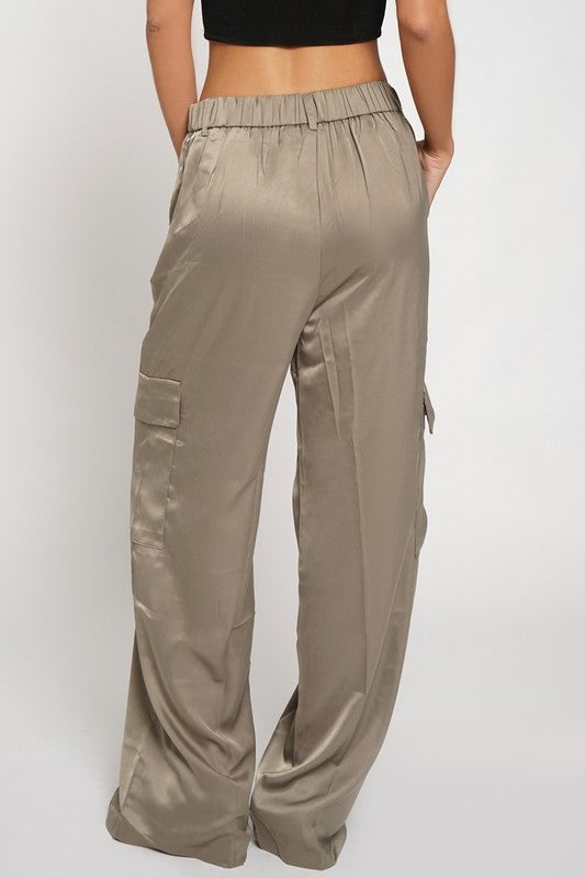 Petite Sweatpant Womens Satin Cargo Pants Womens With V Front