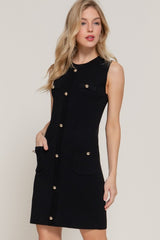 COCO - SLEEVELESS KNIT BUTTON DRESS
