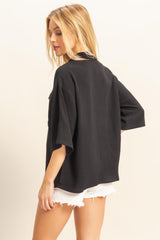 LINEN BLEND POCKET TOP
