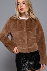 FAUX CROP ROUND NECK JACKET