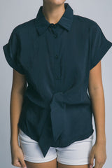 SHORT SLEEVE TIE FRONT SHIRT