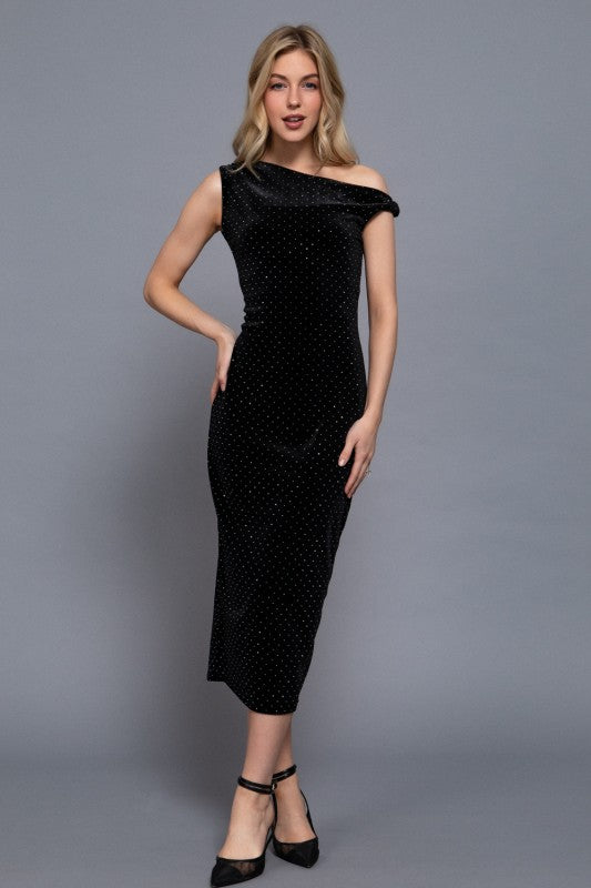 GLAM - VELVET RHINESTONE DRESS