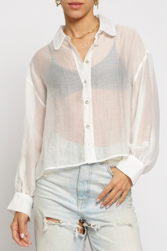 ROUND COLLAR SHEER SHIRT