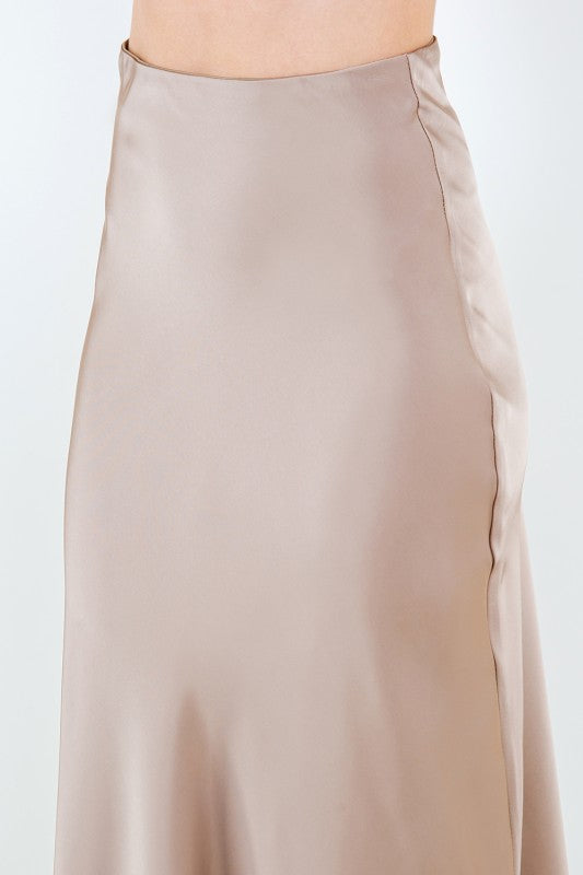 BIAS CUT MIDI SATIN SKIRT