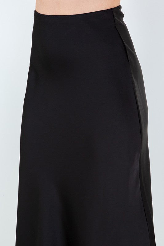 BIAS CUT MIDI SATIN SKIRT