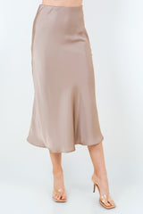 BIAS CUT MIDI SATIN SKIRT