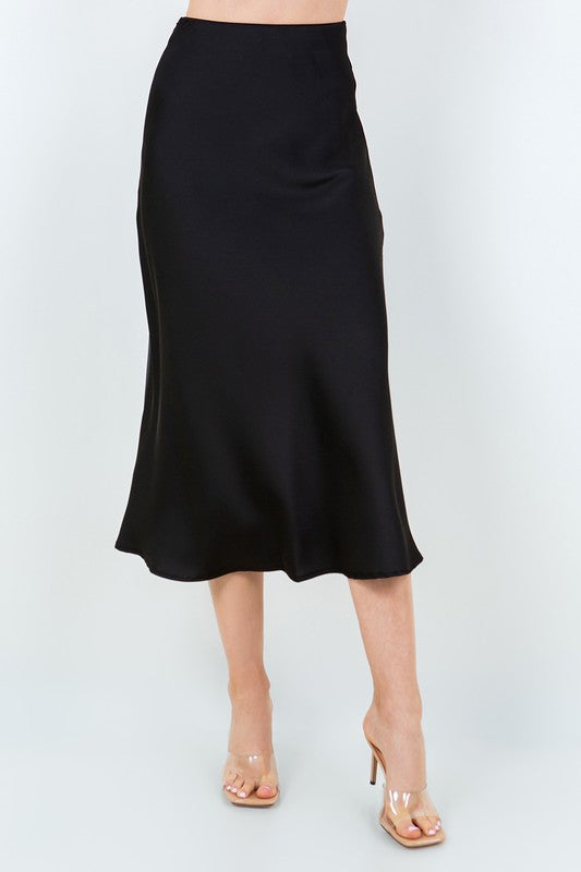 BIAS CUT MIDI SATIN SKIRT