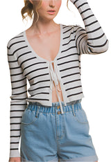 STRIPE TIE CARDIGAN