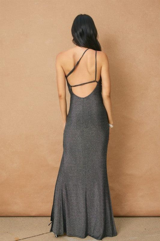 NAOMI - SILVER GLITTER MAXI DRESS