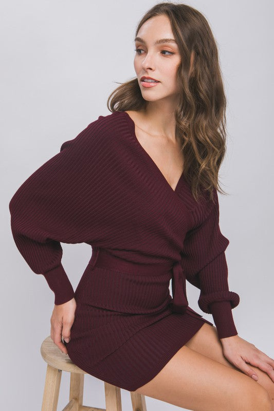 CROSSOVER KNIT DRESS