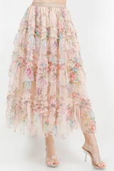 FLORAL TULLE MIDI SKIRT