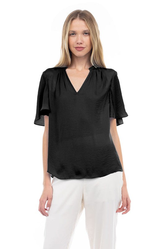 SILKY - FLUTTER SLEEVE TOP