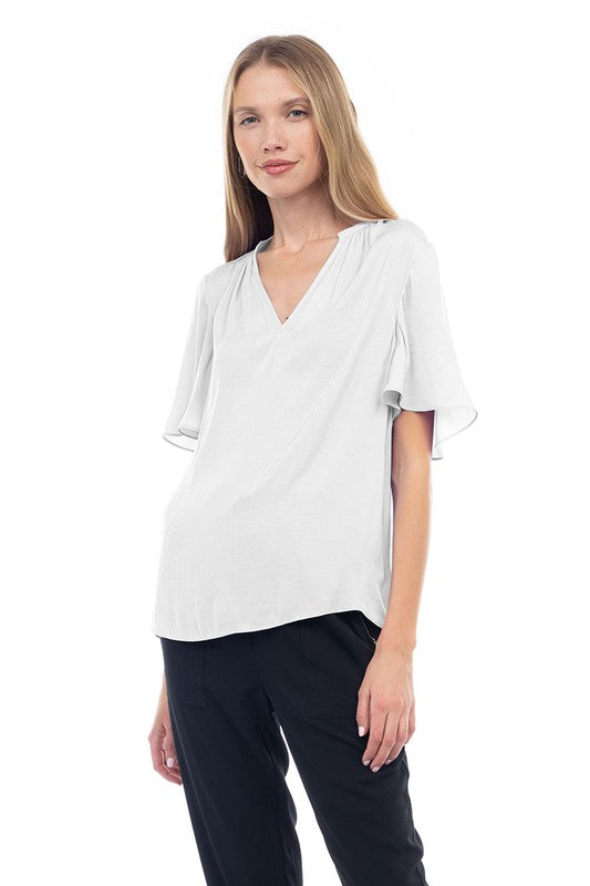 SILKY - FLUTTER SLEEVE TOP