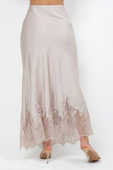 SATIN MAXI LACE BOTTOM SKIRT
