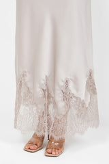 SATIN MAXI LACE BOTTOM SKIRT