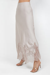 SATIN MAXI LACE BOTTOM SKIRT