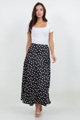 DOT SATIN MAXI SKIRT