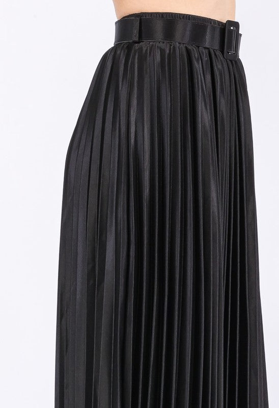 MAXI PLEAT SATIN SKIRT