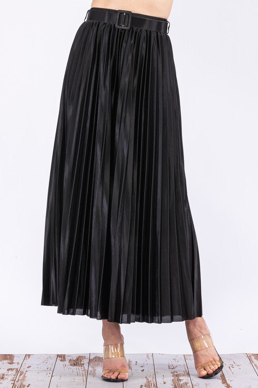 MAXI PLEAT SATIN SKIRT