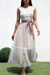 ANNIE - CROCHET MESH MIDI DRESS