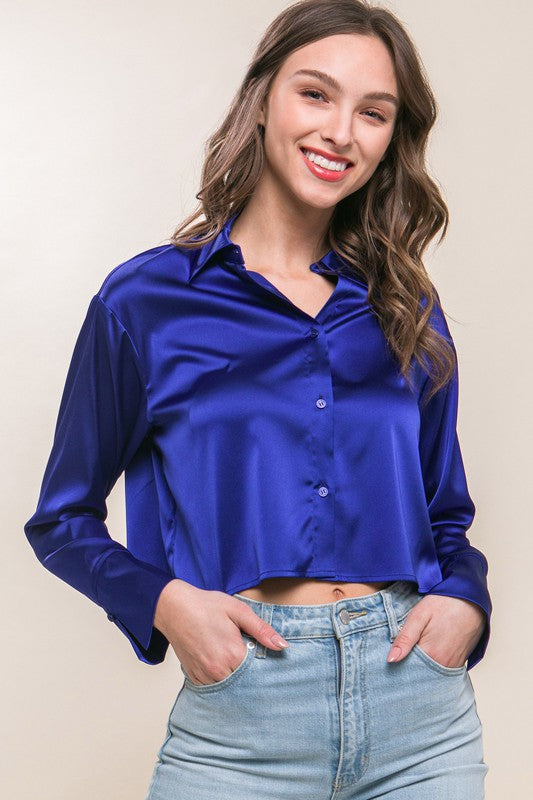 YODYOKO Woman Blouse - Blue : Abstract blue and Black on a yellow