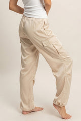 SATIN DRAWSTRING CARGO PANTS