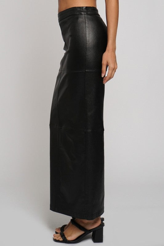 METALLIC PU MAXI SKIRT