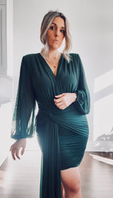 BELLE - LONG SLEEVE SCARF MESH DRESS