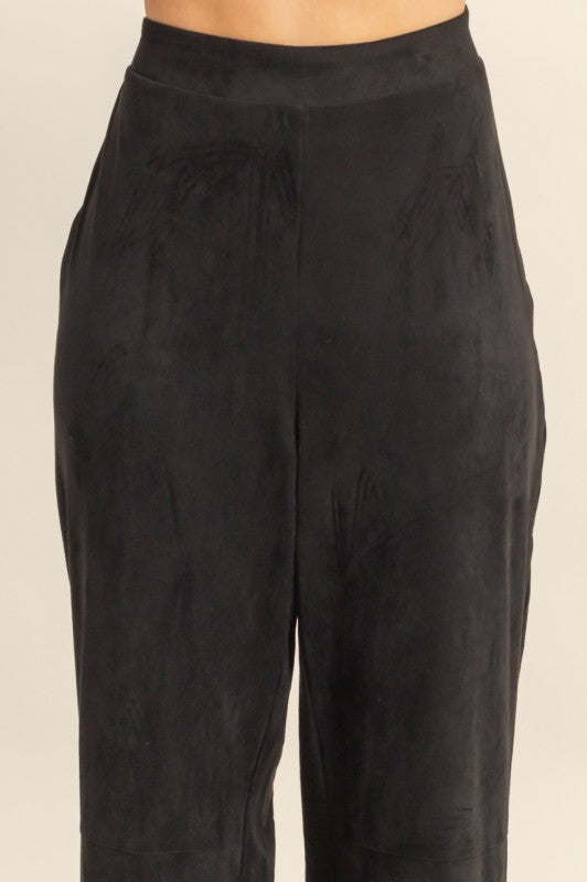 FAUX SUEDE WIDE LEG PANT