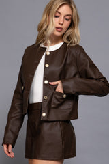 GOLD BUTTON CROP JACKET