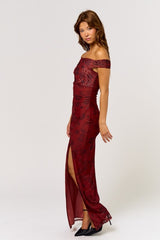 PORTO - BORDEAU PRINT MESH DRESS