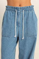 CHLOE - DRAWSTRING PATCH POCKET PANTS