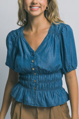 SHORT SLEEVE TENCEL BLOUSE
