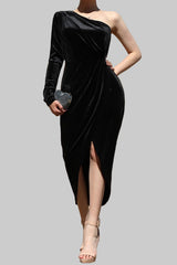 ELISA - O/S VELVET MIDI DRESS