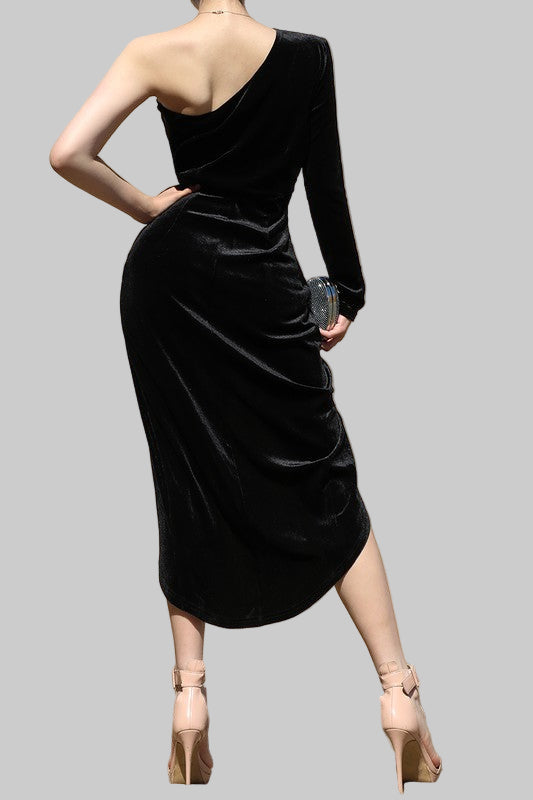 ELISA - O/S VELVET MIDI DRESS