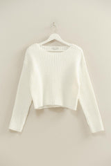 CREW RIBBED CROP SWEATER