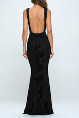 FUKURO - GLITTER BOW BACK MAXI DRESS