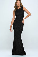 FUKURO - GLITTER BOW BACK MAXI DRESS