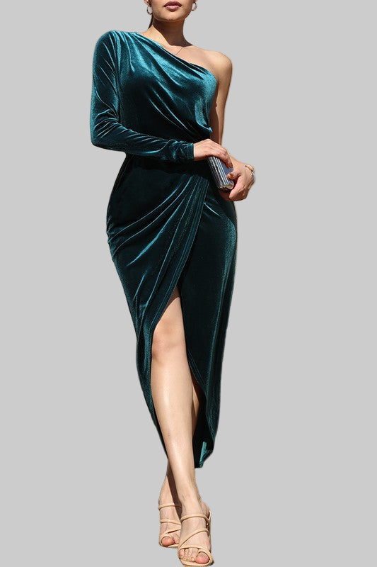 ELISA - O/S VELVET MIDI DRESS