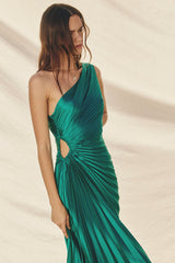 PEARL -ONE SHOULDER PLEATED DRESS