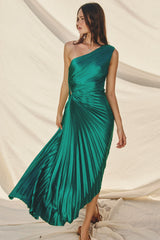 PEARL -ONE SHOULDER PLEATED DRESS